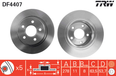 Conjunto de (2) discos de freio TRW DF4407