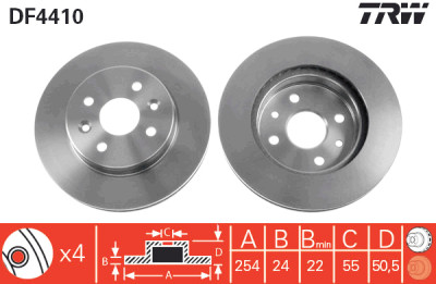Conjunto de (2) discos de freio TRW DF4410