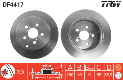 Conjunto de (2) discos de freio TRW DF4417