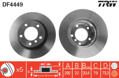 Conjunto de (2) discos de freio TRW DF4449