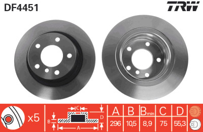Conjunto de (2) discos de freio TRW DF4451