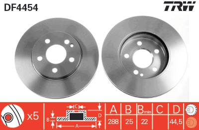 Conjunto de (2) discos de freio TRW DF4454