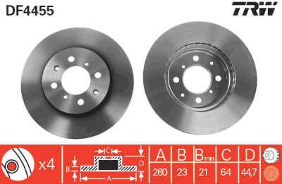 Conjunto de (2) discos de freio TRW DF4455