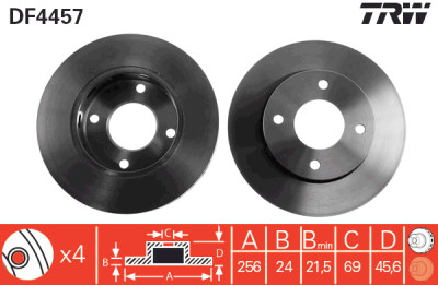 Conjunto de (2) discos de freio TRW DF4457