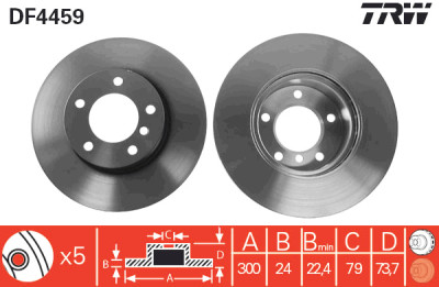 Conjunto de (2) discos de freio TRW DF4459
