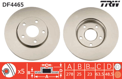 Conjunto de (2) discos de freio TRW DF4465