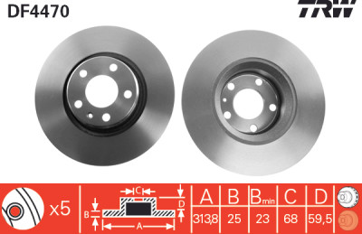 Conjunto de (2) discos de freio TRW DF4470