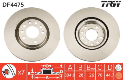 Conjunto de (2) discos de freio TRW DF4475