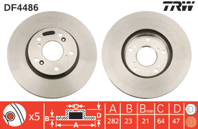 Conjunto de (2) discos de freio TRW DF4486