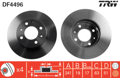 Conjunto de (2) discos de freio TRW DF4496
