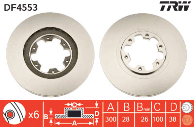 Conjunto de (2) discos de freio TRW DF4553
