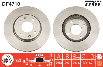 Conjunto de (2) discos de freio TRW DF4710