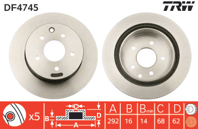 Conjunto de (2) discos de freio TRW DF4745