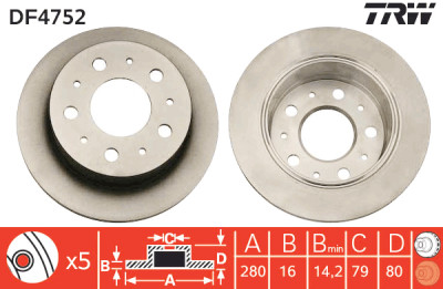 Conjunto de (2) discos de freio TRW DF4752
