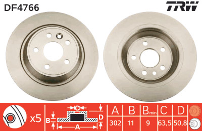 Conjunto de (2) discos de freio TRW DF4766