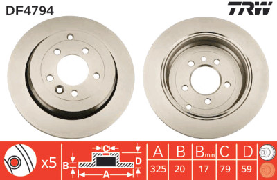 Conjunto de (2) discos de freio TRW DF4794