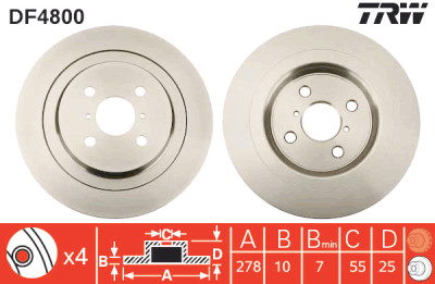 Conjunto de (2) discos de freio TRW DF4800