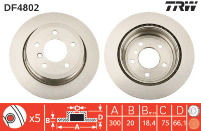 Conjunto de (2) discos de freio TRW DF4802