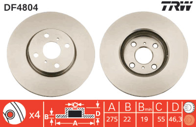 Conjunto de (2) discos de freio TRW DF4804