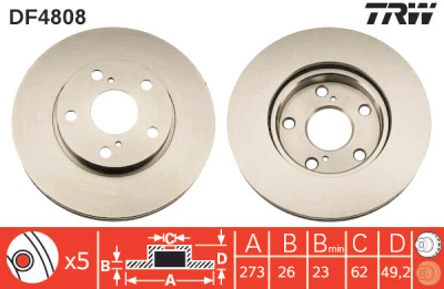 Conjunto de (2) discos de freio TRW DF4808