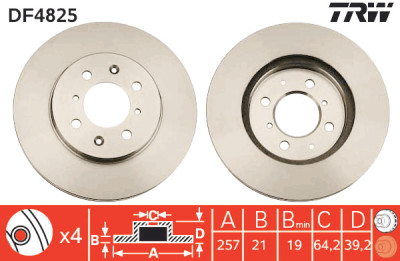 Conjunto de (2) discos de freio TRW DF4825