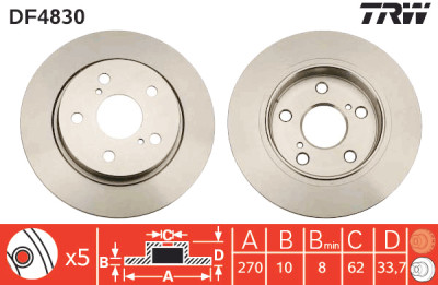 Conjunto de (2) discos de freio TRW DF4830