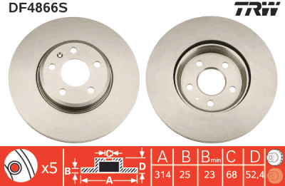 Conjunto de discos de freio TRW DF4866S