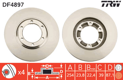 Conjunto de (2) discos de freio TRW DF4897