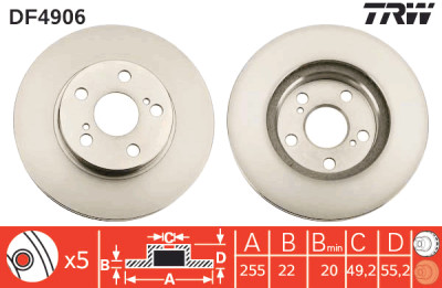 Conjunto de (2) discos de freio TRW DF4906