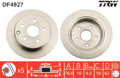Conjunto de (2) discos de freio TRW DF4927