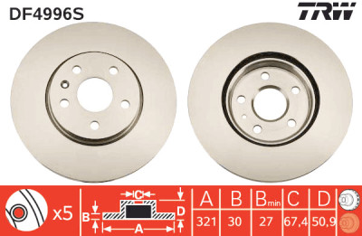 Disco de freio TRW DF4996S