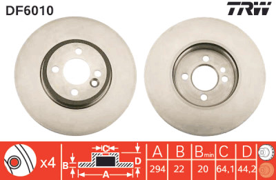 Conjunto de (2) discos de freio TRW DF6010