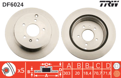 Conjunto de (2) discos de freio TRW DF6024