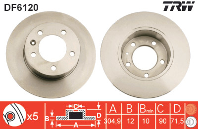 Conjunto de (2) discos de freio TRW DF6120