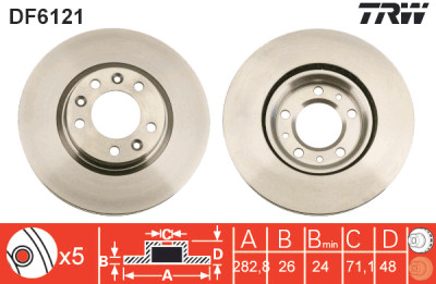 Conjunto de (2) discos de freio TRW DF6121