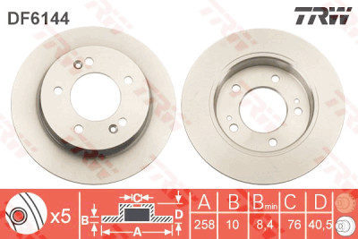 Conjunto de (2) discos de freio TRW DF6144