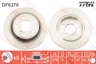 Conjunto de (2) discos de freio TRW DF6376