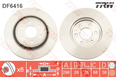 Conjunto de (2) discos de freio TRW DF6416