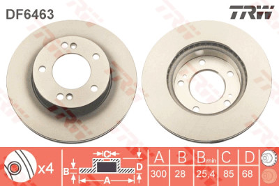 Conjunto de (2) discos de freio TRW DF6463