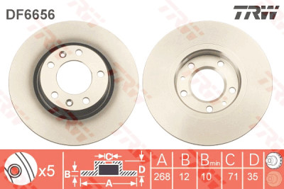 Conjunto de (2) discos de freio TRW DF6656