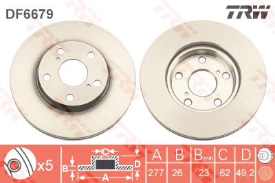 Conjunto de (2) discos de freio TRW DF6679