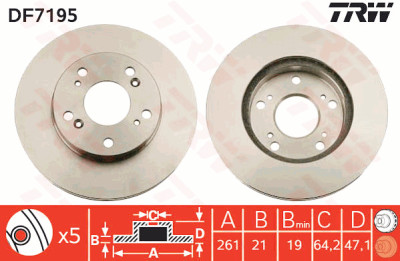 Conjunto de (2) discos de freio TRW DF7195