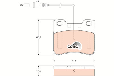 Conjunto de 4 pastilhas de freio COTEC TRW GDB1031