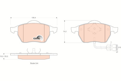 Conjunto de 4 pastilhas de freio COTEC TRW GDB1049