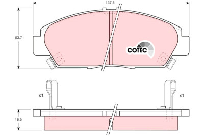 Conjunto de 4 pastilhas de freio COTEC TRW GDB1061