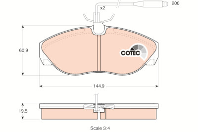 Conjunto de 4 pastilhas de freio COTEC TRW GDB1105