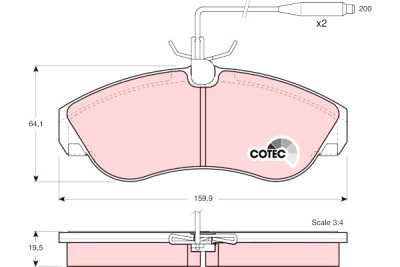 Conjunto de 4 pastilhas de freio COTEC TRW GDB1106