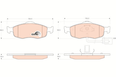 Conjunto de 4 pastilhas de freio COTEC TRW GDB1108