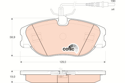 Conjunto de 4 pastilhas de freio COTEC TRW GDB1148