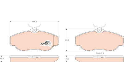 Conjunto de 4 pastilhas de freio COTEC TRW GDB1156
